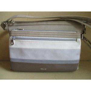 *Relic Vintage Tri Color Taupe Tan Beige Faux Leather Shoulder Bag